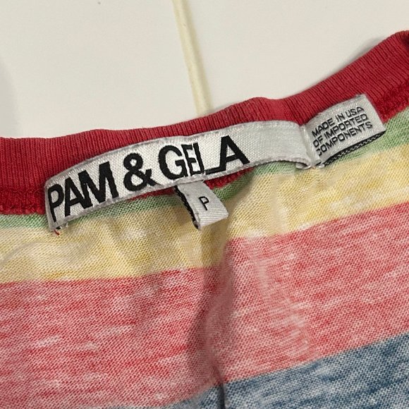 Pam & Gela Rainbow Stripe Ringer Tee T-Shirt ASO Max Mayfield - Picture 5 of 10